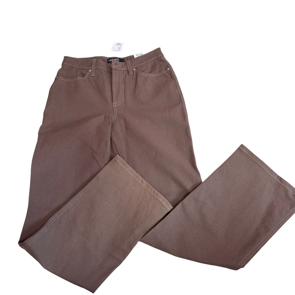 Cambio Jade Wide Leg Trousers Brown Stretch Cotton Dress Pants Quiet Luxury 6 36